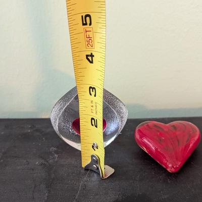 Mats Jonasson Sweden Crystal Sculpture & Glass Heart (HW)
