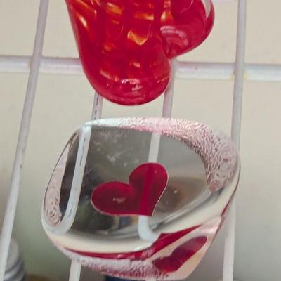 Mats Jonasson Sweden Crystal Sculpture & Glass Heart (HW)