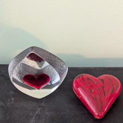 Mats Jonasson Sweden Crystal Sculpture & Glass Heart (HW)