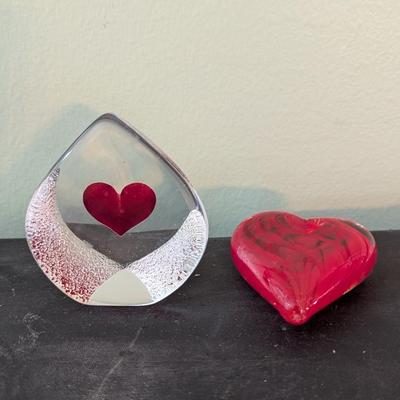 Mats Jonasson Sweden Crystal Sculpture & Glass Heart (HW)