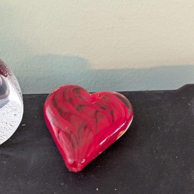 Mats Jonasson Sweden Crystal Sculpture & Glass Heart (HW)