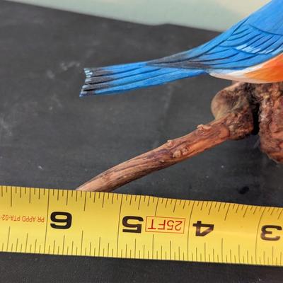 Signed Tony Dill Asheville NC Wood Carved Male Blue Bird (HW)