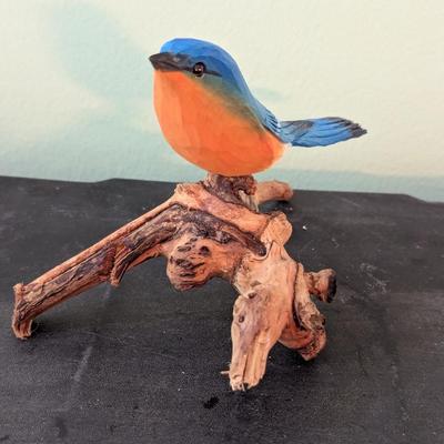 Signed Tony Dill Asheville NC Wood Carved Male Blue Bird (HW)