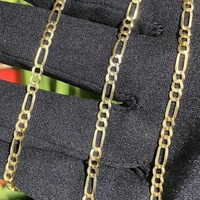 Real Solid 1/20 14K Yellow Gold Figaro Link Chain Necklace 20 Inch 3mm