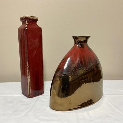 Decorative multicolored ceramic bud vases,