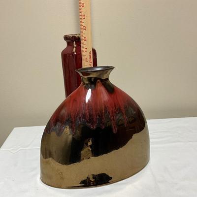 Decorative multicolored ceramic bud vases,