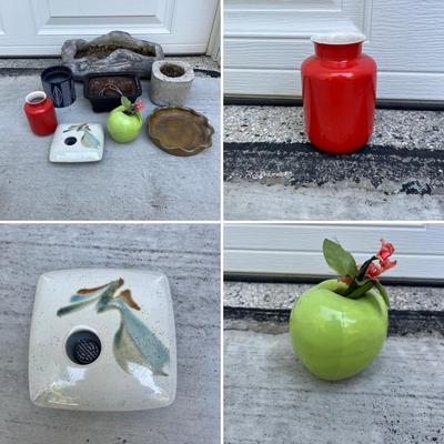Pottery Plant Pots & Frog, Includes Signed Pieces (G-MG)