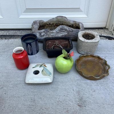 Pottery Plant Pots & Frog, Includes Signed Pieces (G-MG)