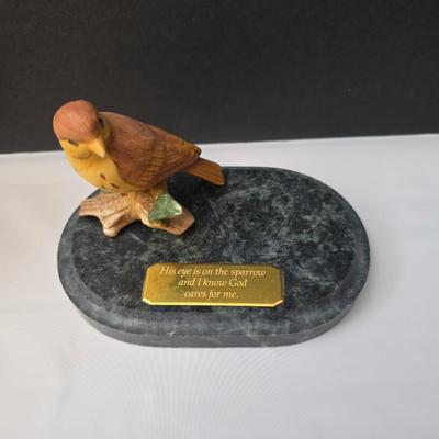 His eye is on the sparrow & Amazing Grace" Sparrow club music box & Signed Roger Williams porcelain Music box