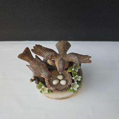 His eye is on the sparrow & Amazing Grace" Sparrow club music box & Signed Roger Williams porcelain Music box