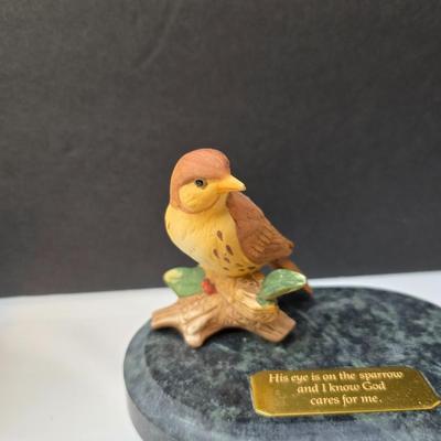 His eye is on the sparrow & Amazing Grace" Sparrow club music box & Signed Roger Williams porcelain Music box