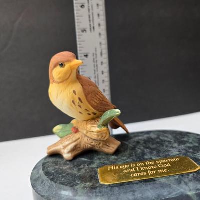 His eye is on the sparrow & Amazing Grace" Sparrow club music box & Signed Roger Williams porcelain Music box