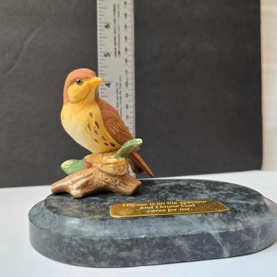 His eye is on the sparrow & Amazing Grace" Sparrow club music box & Signed Roger Williams porcelain Music box