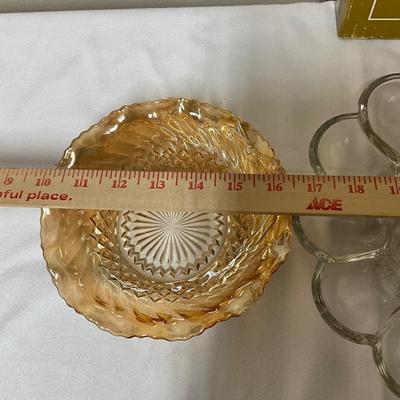 Vintage Fairfield Egg platter and vintage carnival glass bowl