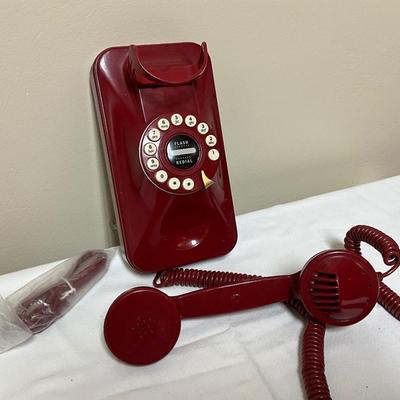 Maroon wall mounted corded phone