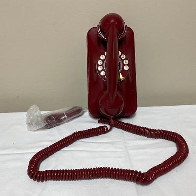 Maroon wall mounted corded phone