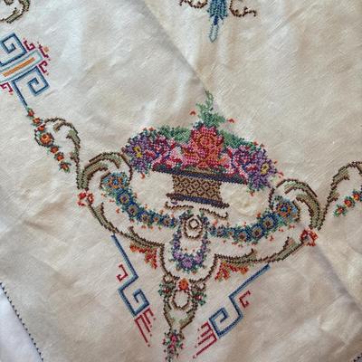 Vintage hand-stitched table covering