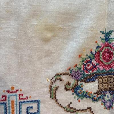 Vintage hand-stitched table covering