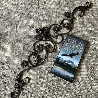 Wall metal decor with Isaiah 40:30 wooden art