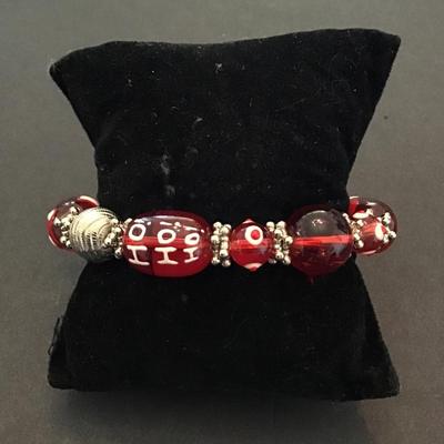 Cute Christmas art glass beaded bracelet