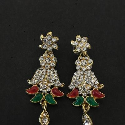 Beautiful ethnic Christmas crystal dangle earrings, Christmas earrings ethnic Christmas earrings