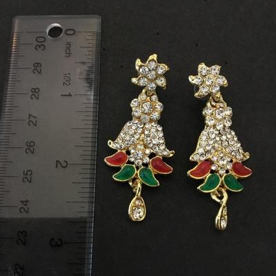 Beautiful ethnic Christmas crystal dangle earrings, Christmas earrings ethnic Christmas earrings
