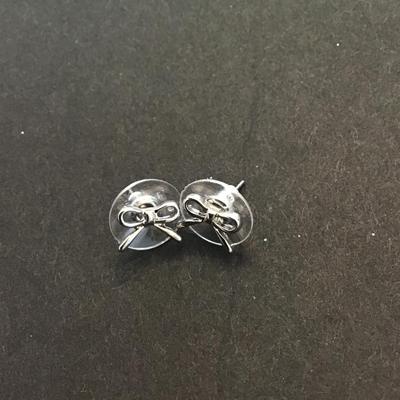 Silver tone bow stud earrings