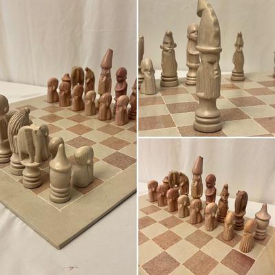 African Carved Stone Chess Set (DR-RG)