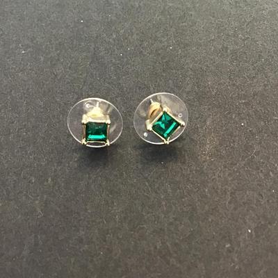 Green Rhinestone stud earrings