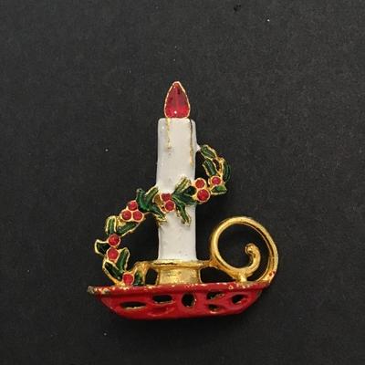 Christmas candlestick brooch