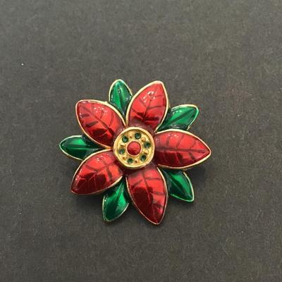 Poinsettia brooch pin