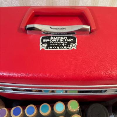 Samsonite Silhouette suitcase, stones & paint supplies