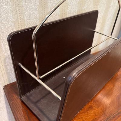 Leather magazine rack