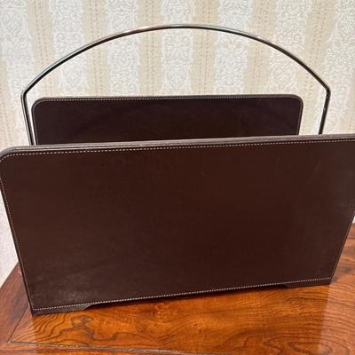 Leather magazine rack
