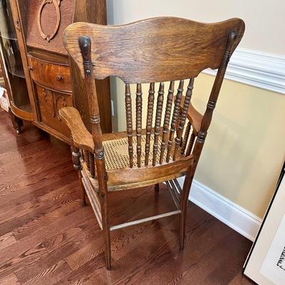 Pressed Back & Rattan Seat Arm Chair (DR-RG)
