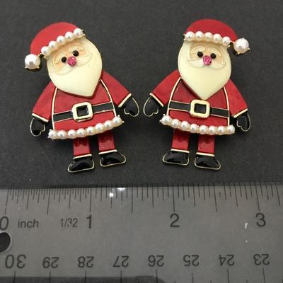 Super cute Santa enamel articulating statement earrings