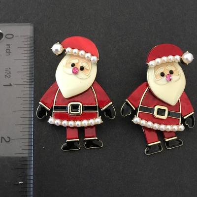 Super cute Santa enamel articulating statement earrings