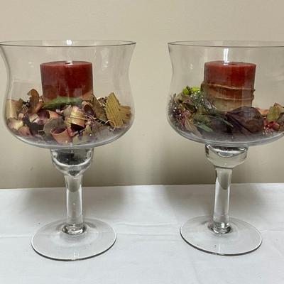 2 Large Decorative vases with candles