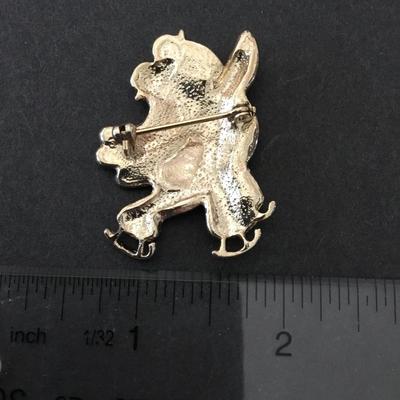 Cute couples, snowman, couple, ice-skating, brooch, vintage