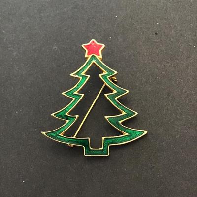 Christmas tree brooch pin makers mark