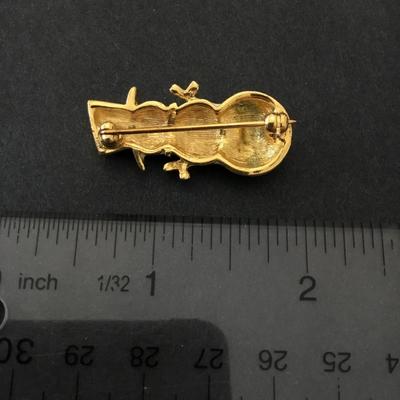 Cream and gold tone, snowman brooch beautiful vintage