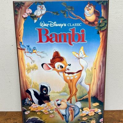 Sale Photo Thumbnail #117: Poster for the Bambi Movie, mounted on MDF board for hanging on the wall. Approx. 20" x 13". Great condition.