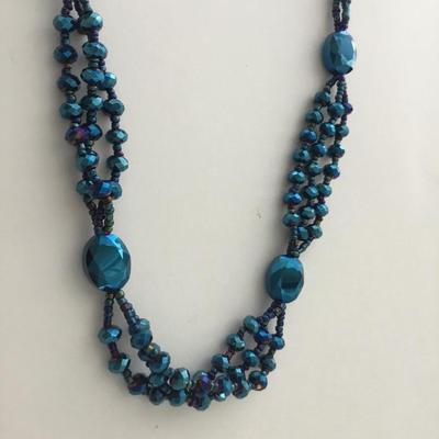 Blue beaded unique unmarked necklace