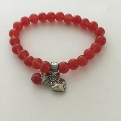 Red beaded stretchy bracelet