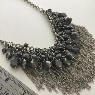 Silver tone unmarked statement necklace