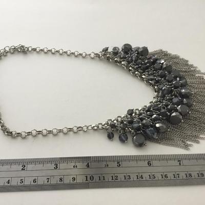 Silver tone unmarked statement necklace