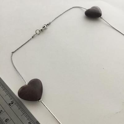 Silver tone brown hearts fashion necklace