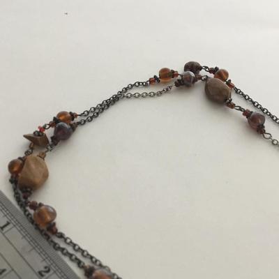 Unmarked brown unique beaded fashion necklace