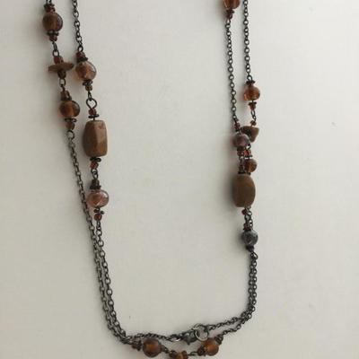 Unmarked brown unique beaded fashion necklace