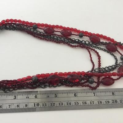Beautiful unmarked red multilayer fashion necklace